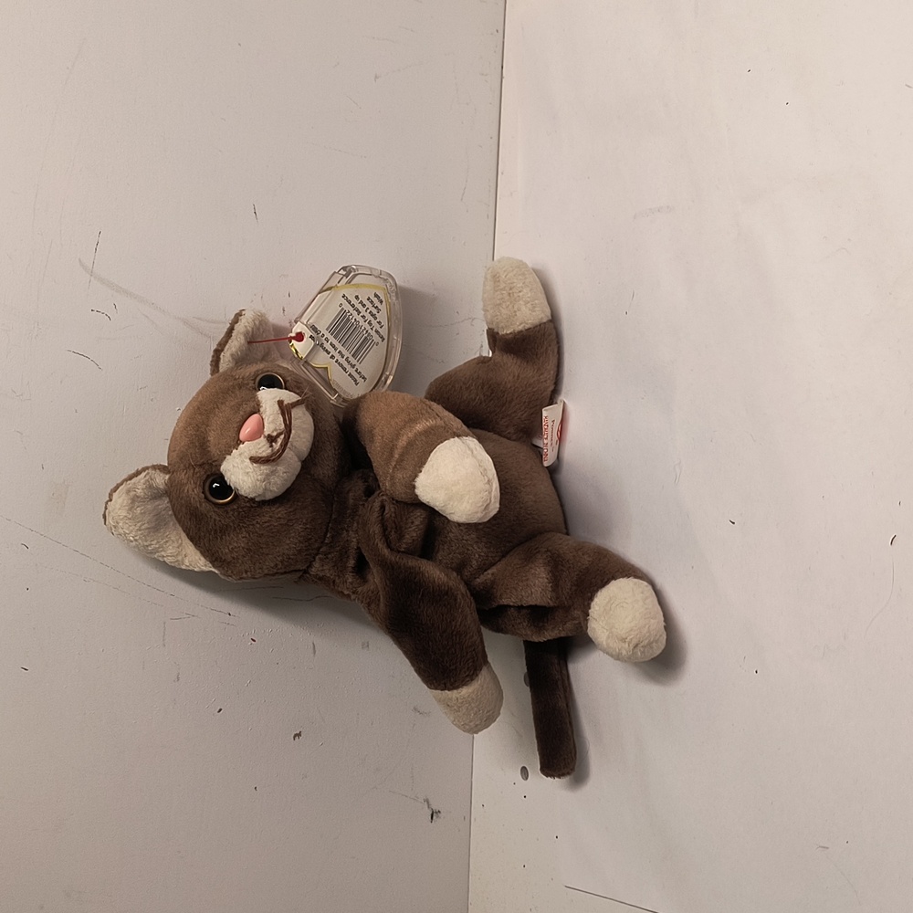 VINTAGE TY 1997 Beanie Baby POUNCE THE BROWN CAT 7" Bean Bag STUFFED ANIMAL Toy